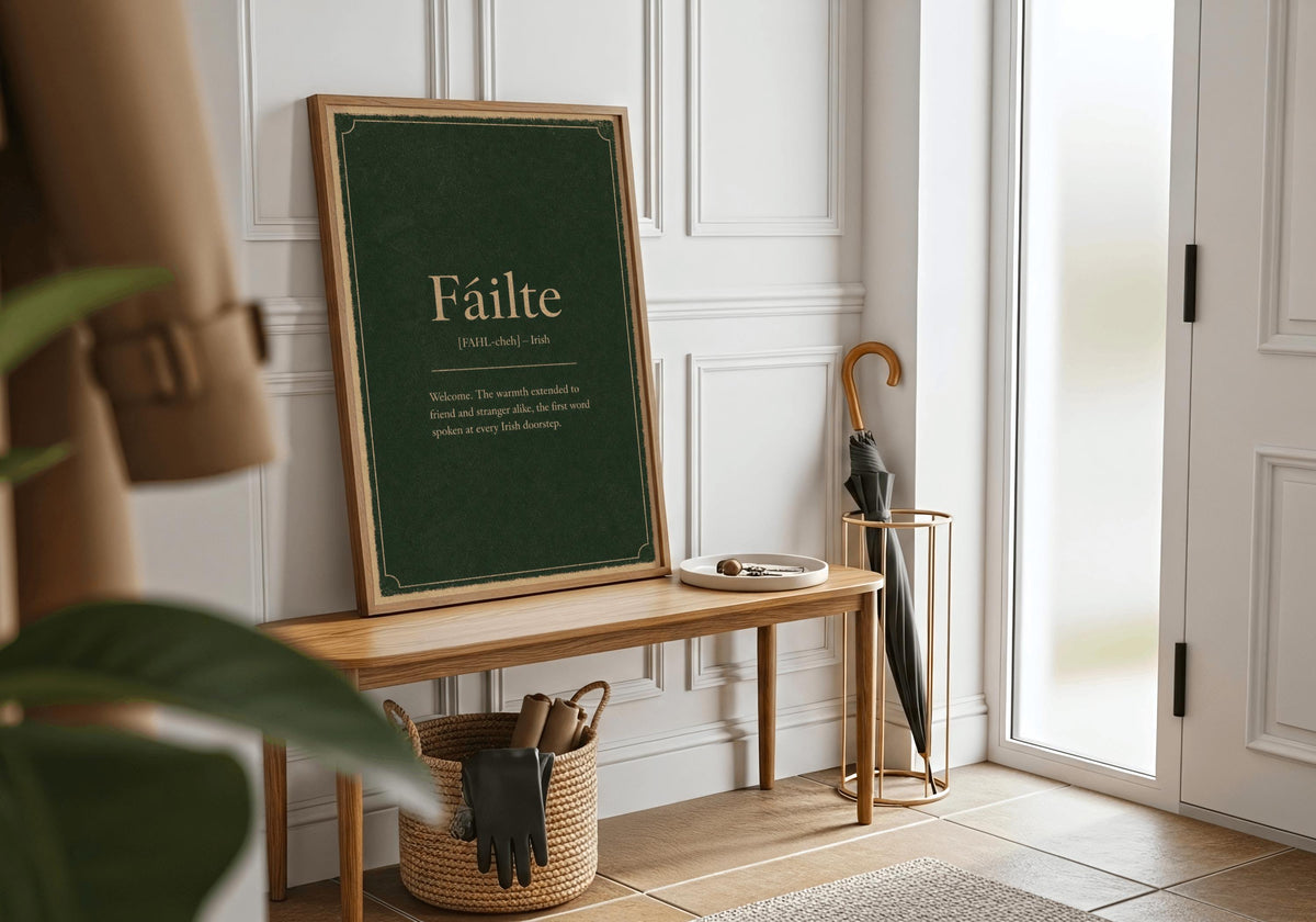 Fáilte Irish definition print – framed print on the wall