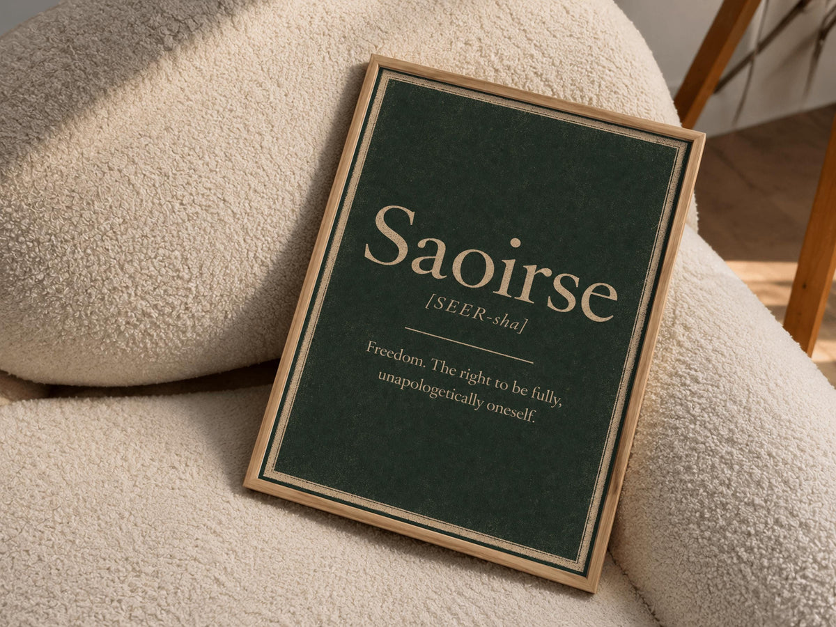 Saoirse Irish definition print – landscape framed wall mockup