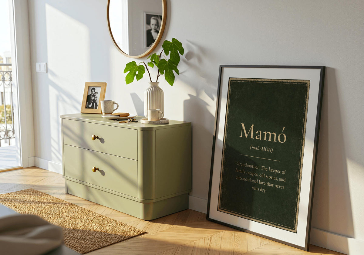 Mamó Irish definition print – framed print on the wall