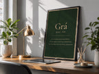 Grá Irish definition print – portrait framed wall mockup