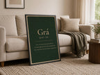 Grá Irish definition print – portrait framed wall mockup