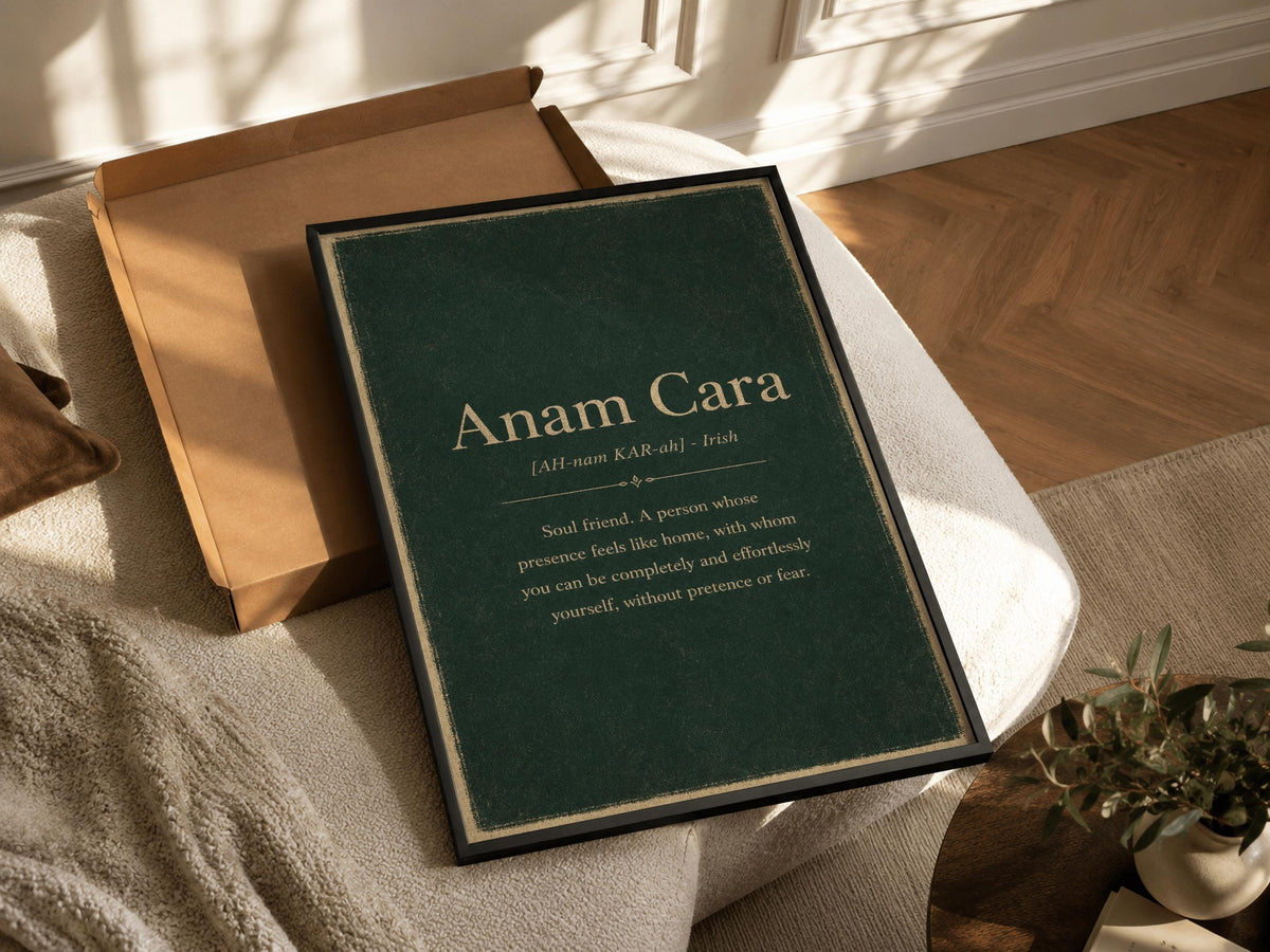 Anam Cara Irish definition print – framed print on the wall