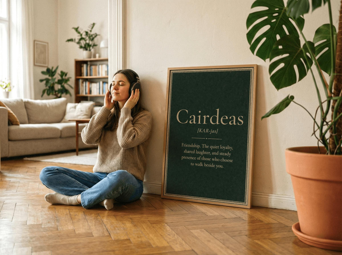 Cairdeas Irish definition print – framed print on the wall