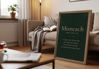 Misneach Irish definition print – landscape framed wall mockup