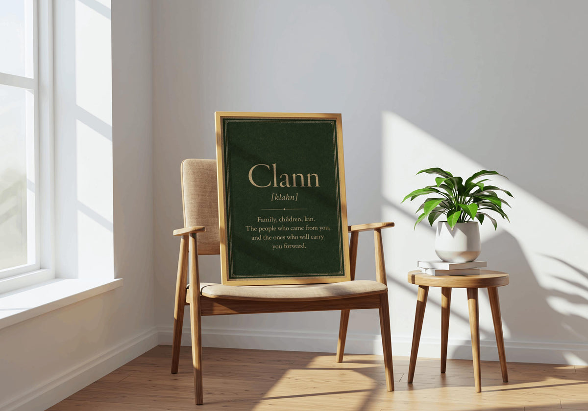 Clann Irish definition print – framed print on the wall