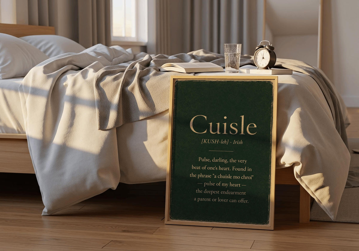 Cuisle Irish definition print – framed print on the wall