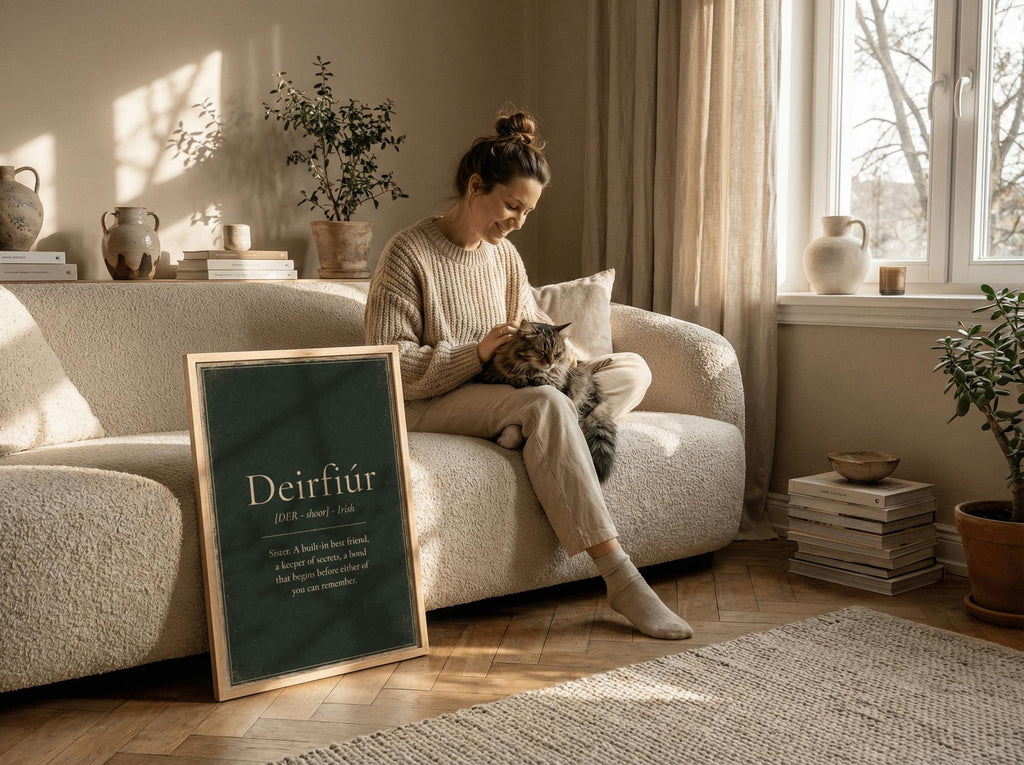Deirfiúr Irish definition print – framed print on the wall