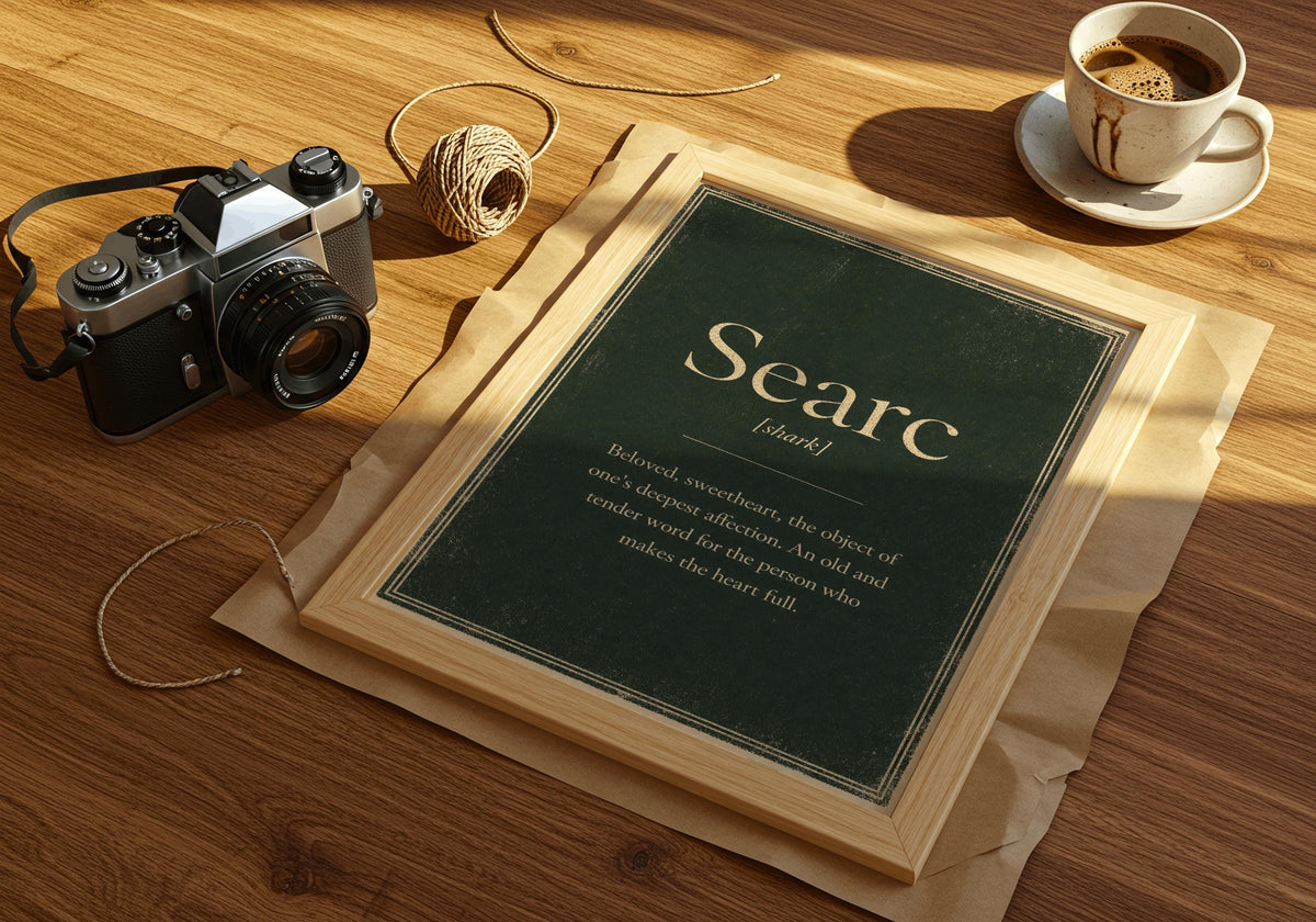 Searc Irish definition print – wooden frame styled scene