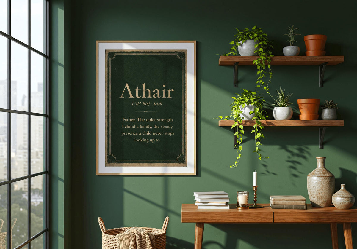 Athair Irish definition print – framed print on the wall