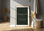 Compánach Irish definition print – light wood frame mockup