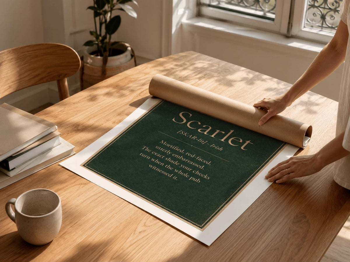 Scarlet Irish definition print – framed print on the wall