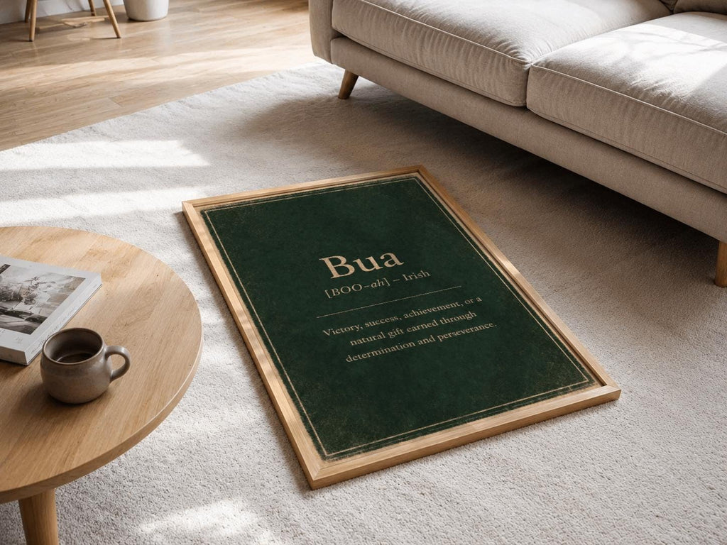Bua Irish definition print – framed print on the wall
