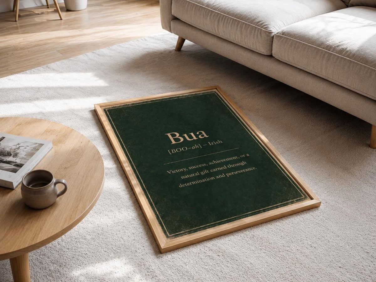 Bua Irish definition print – framed print on the wall