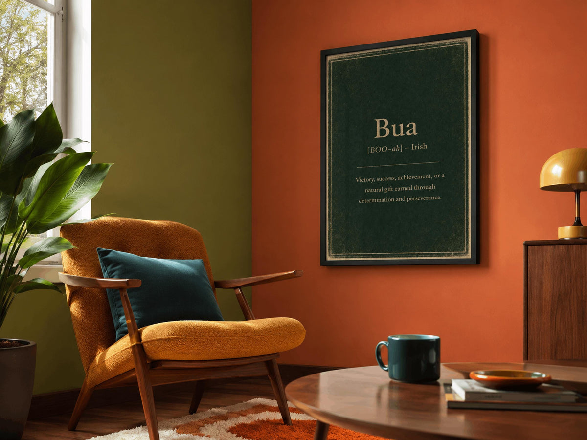 Bua Irish definition print – black frame mockup