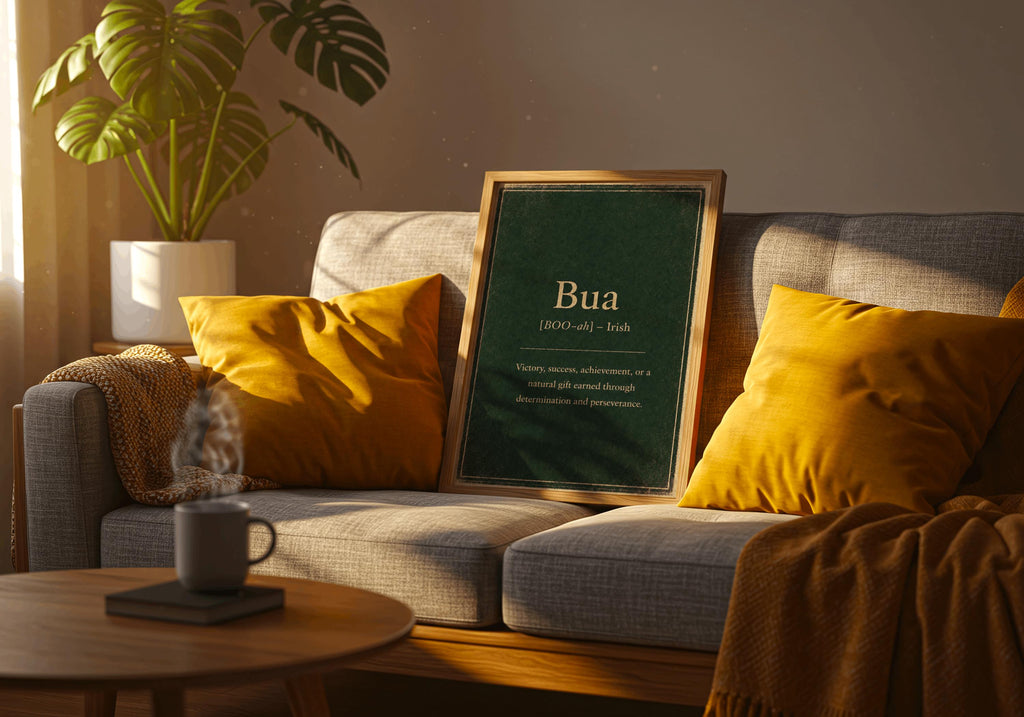 Bua Irish definition print – framed print on the wall