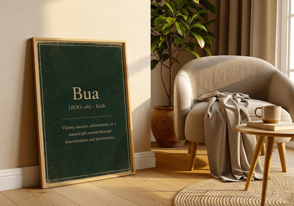 Bua Irish definition print – framed print on the wall