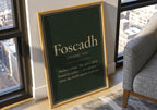 Foscadh Irish definition print – light wood frame mockup