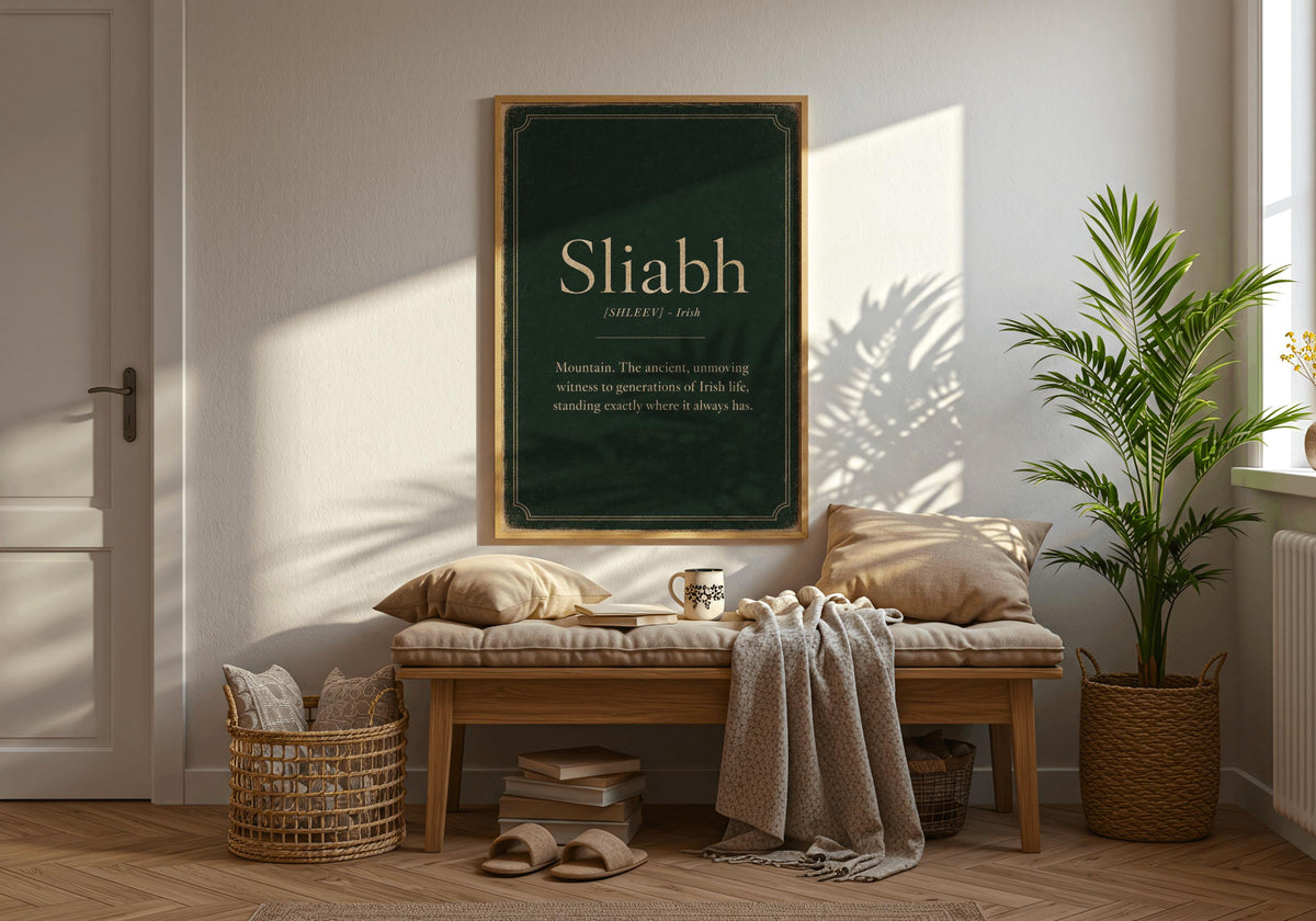 Sliabh Irish definition print – wooden frame mockup