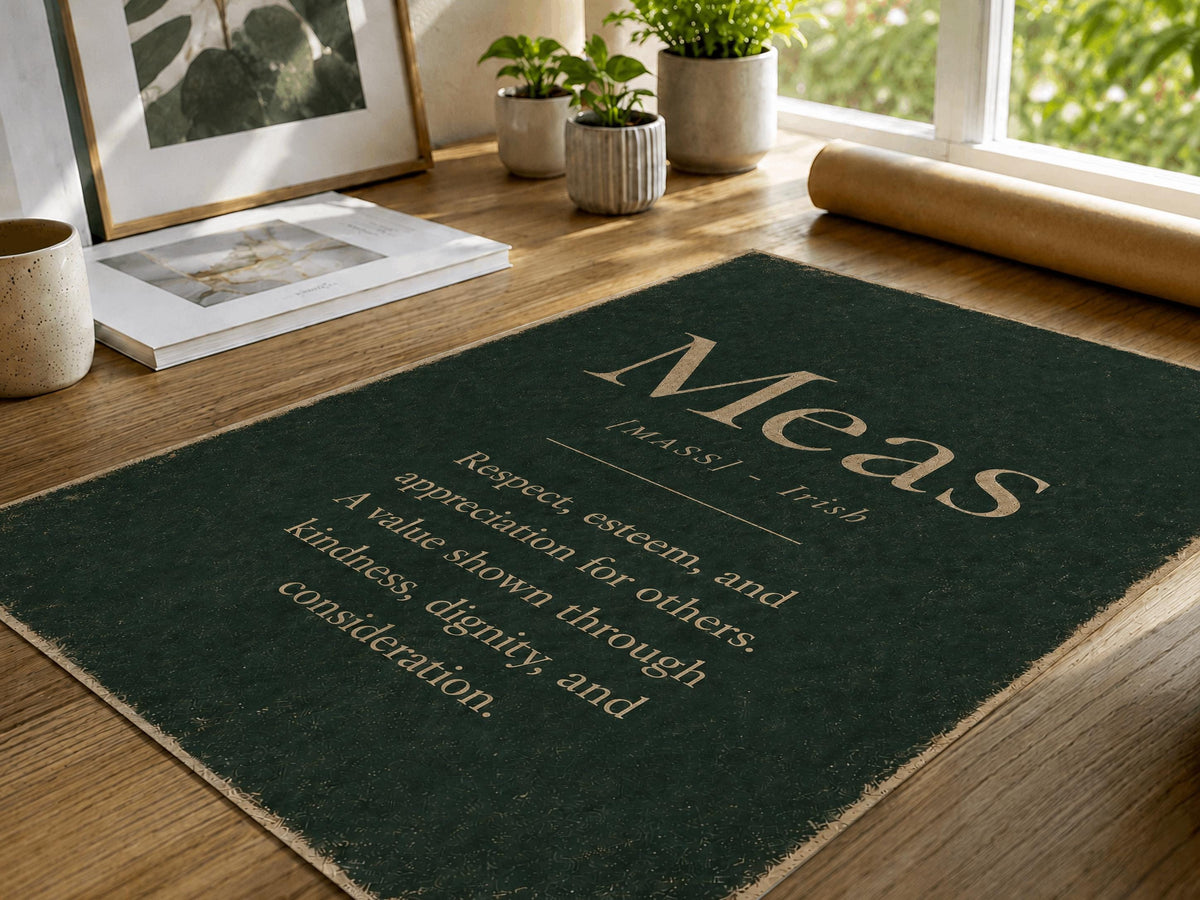 Meas Irish definition print – landscape framed lifestyle mockup