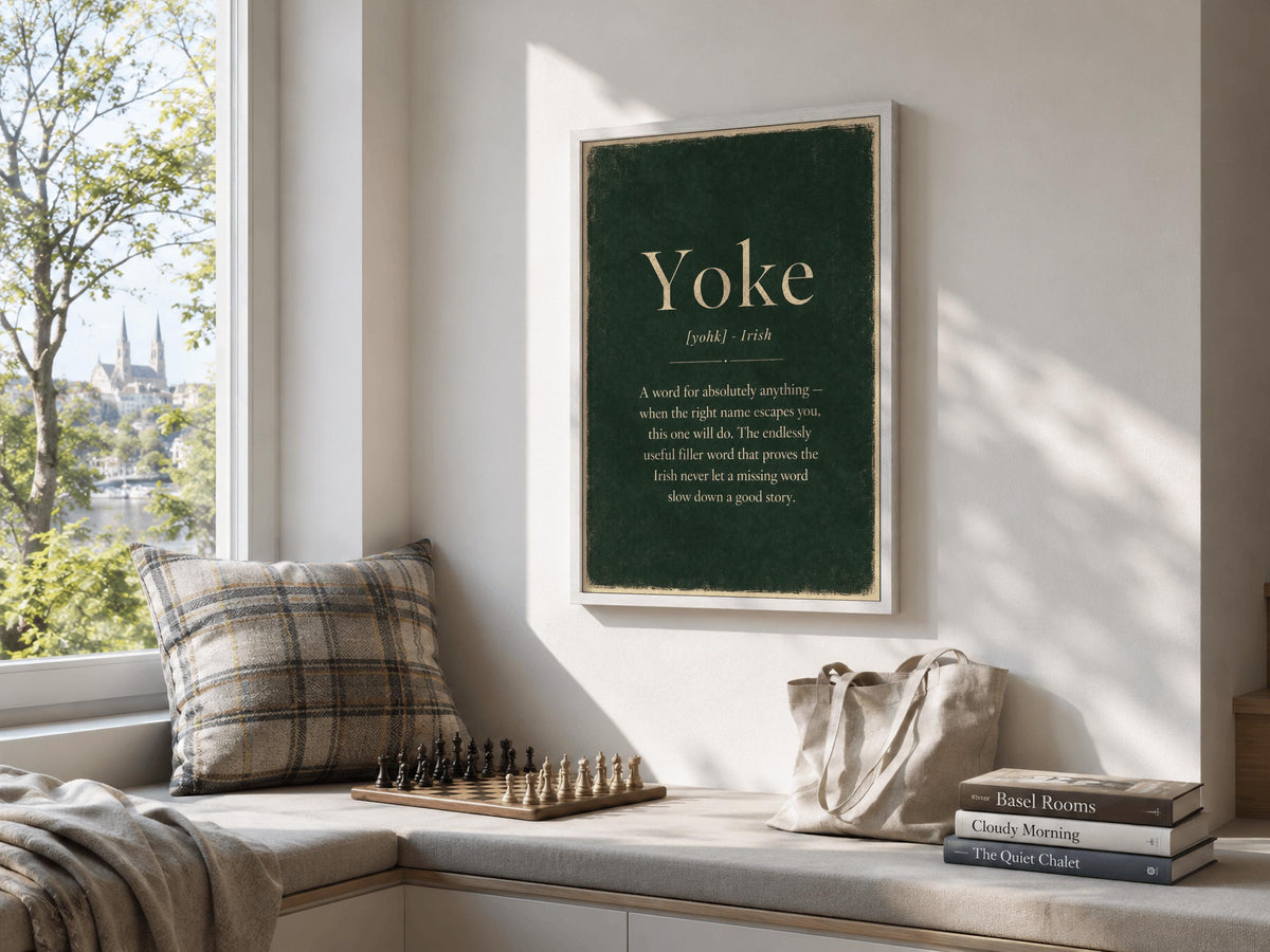 Yoke Irish definition print – landscape framed wall mockup
