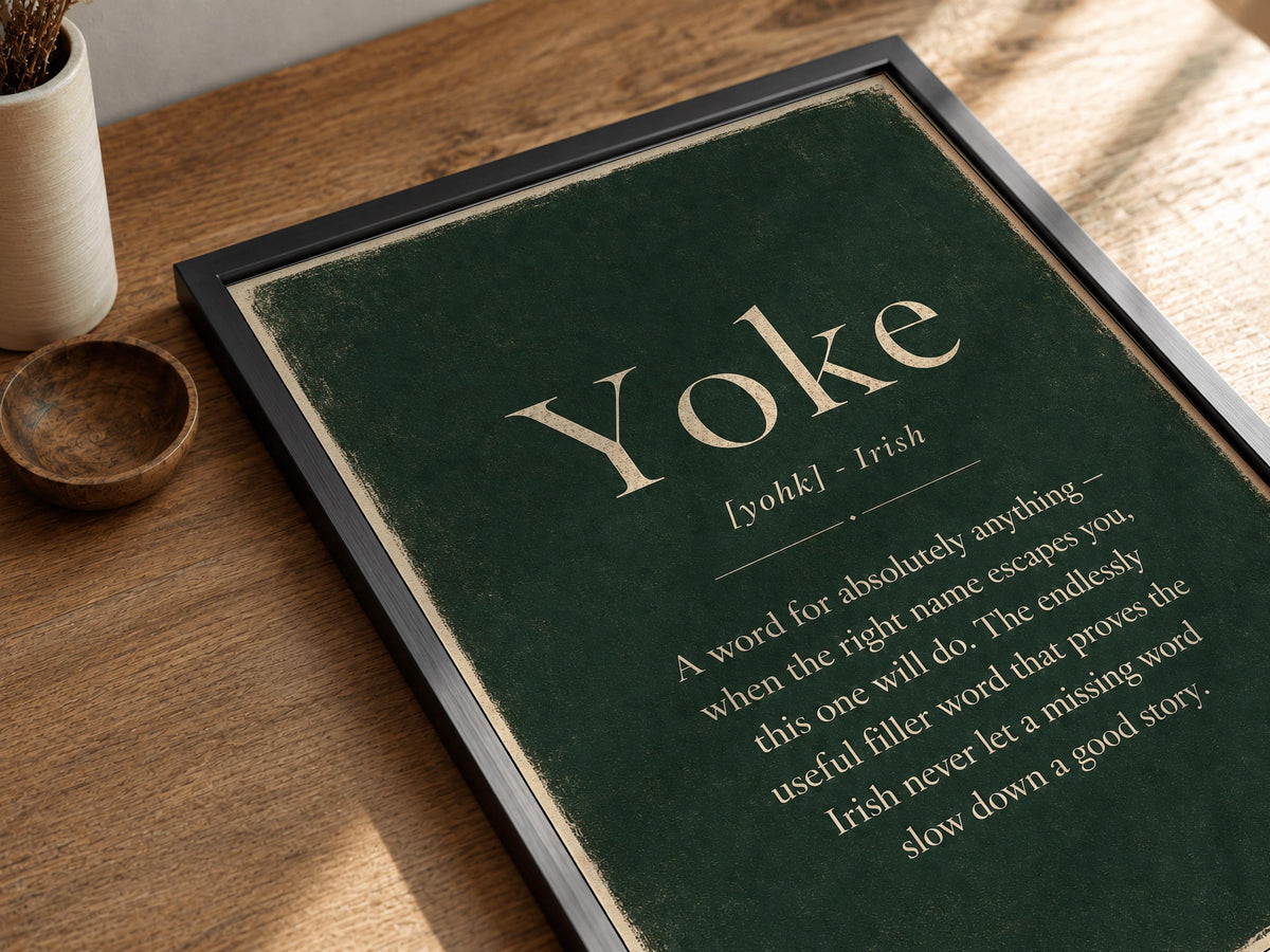 Yoke Irish definition print – framed wall mockup