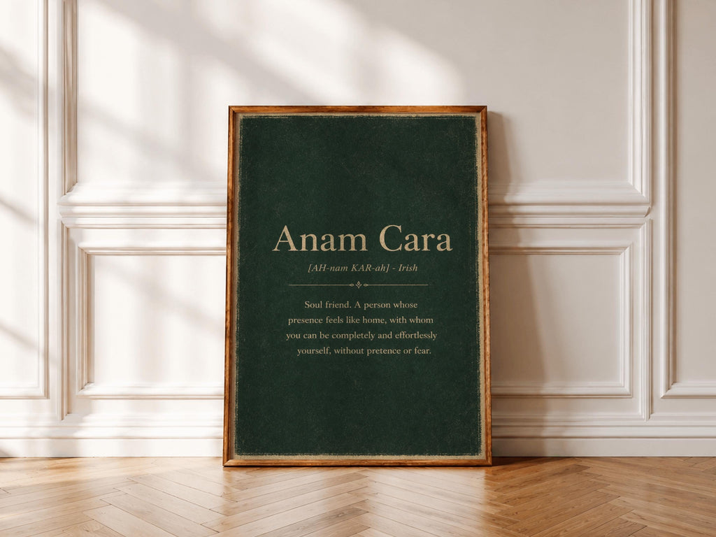 Anam Cara Irish definition print – wooden frame mockup