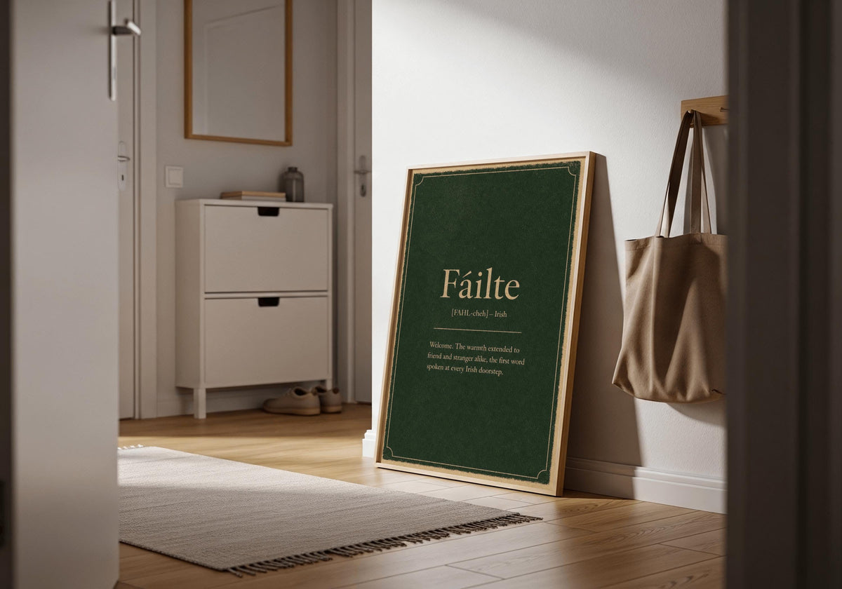 Fáilte Irish definition print – framed print on the wall