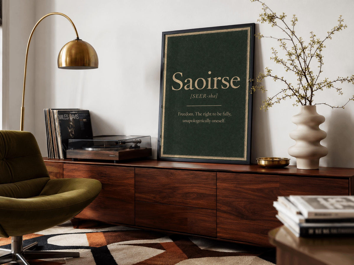 Saoirse Irish definition print – framed wall mockup
