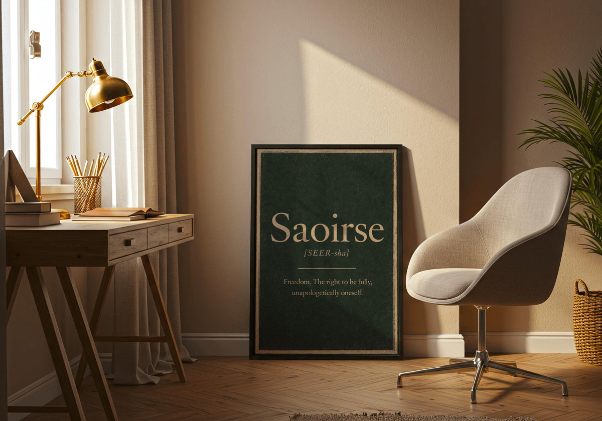Saoirse Irish definition print – framed wall mockup