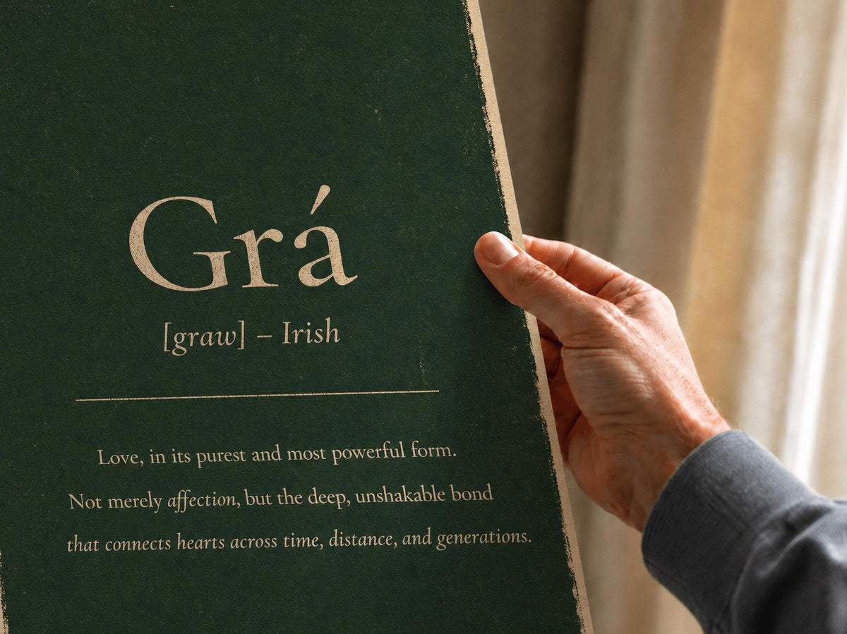 Grá Irish definition print – landscape framed lifestyle mockup