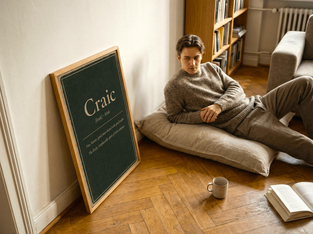 Craic Irish definition print – framed print on the wall