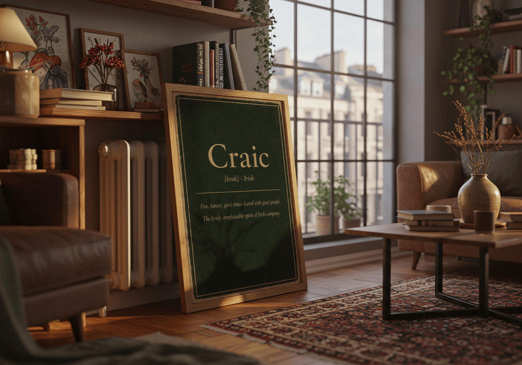 Craic Irish definition print – framed print on the wall
