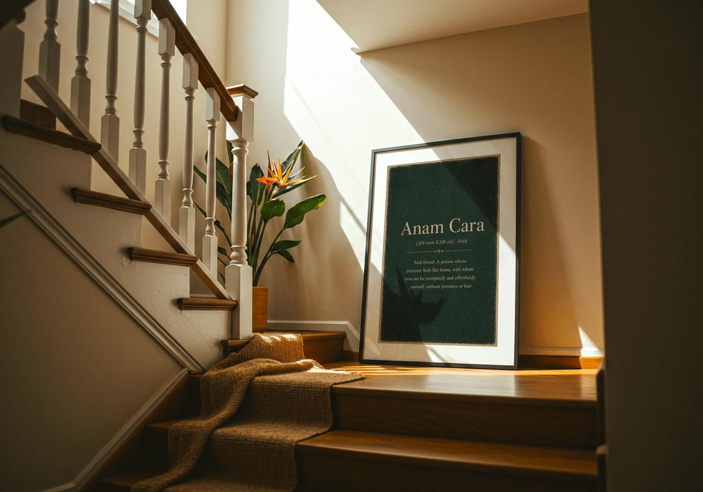 Anam Cara Irish definition print – wooden frame mockup