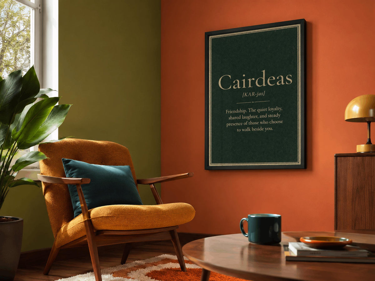 Cairdeas Irish definition print – framed print on the wall