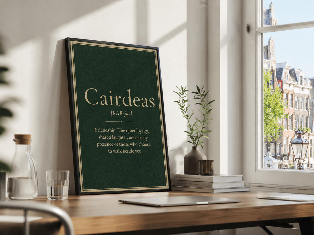 Cairdeas Irish definition print – framed print on the wall
