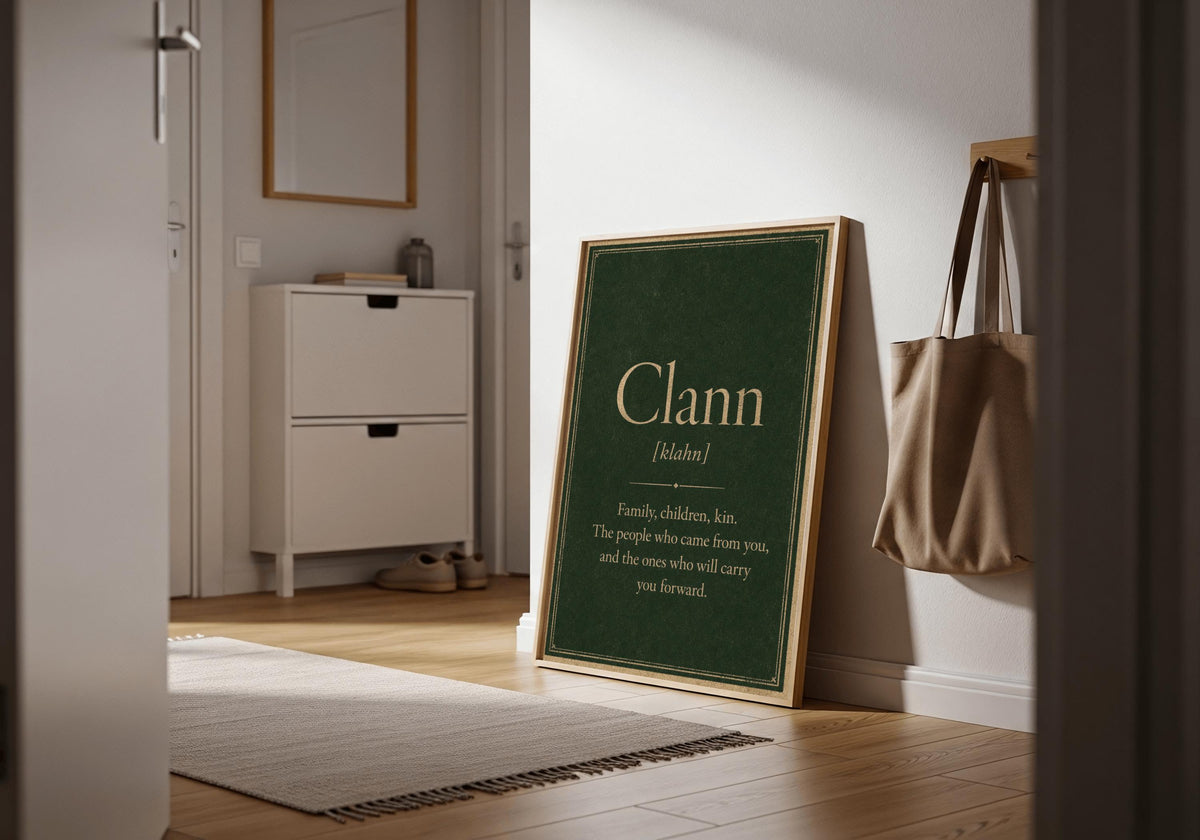 Clann Irish definition print – framed print on the wall