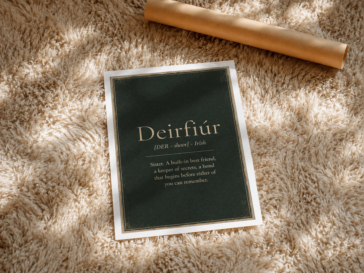 Deirfiúr Irish definition print – framed print on the wall