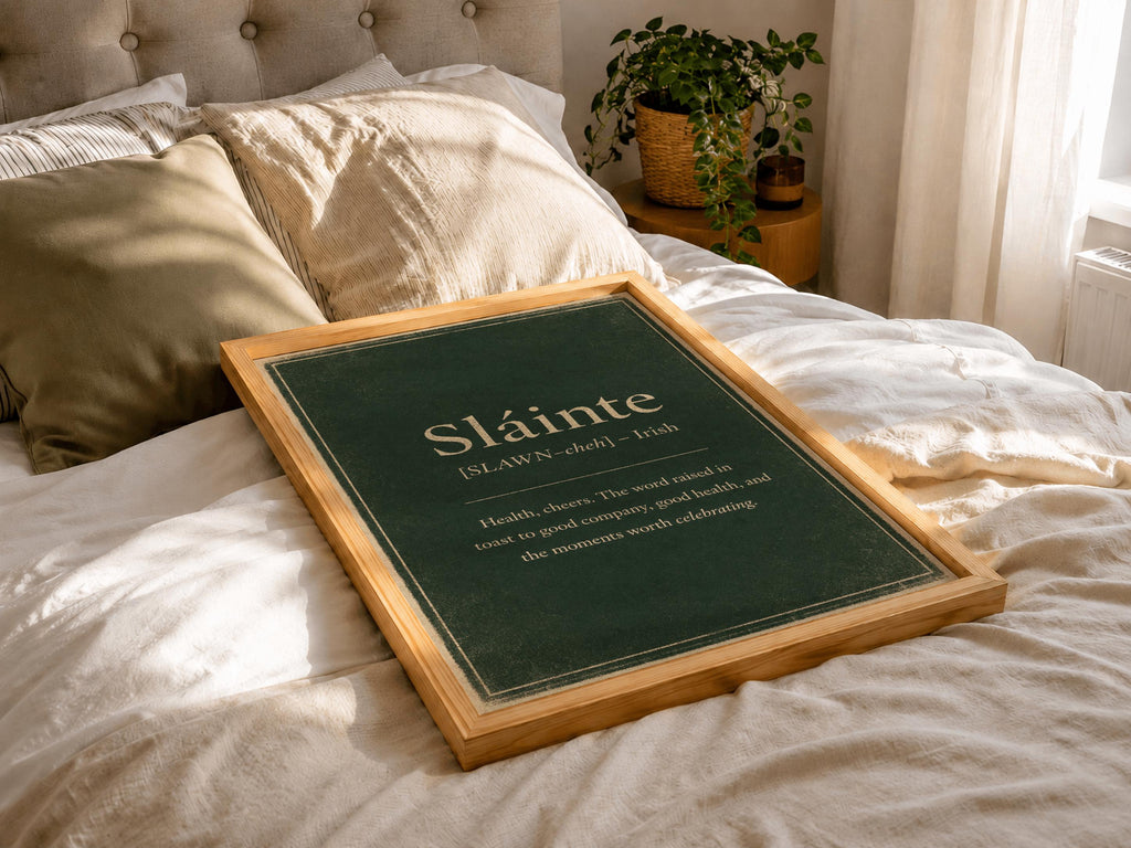 Sláinte Irish definition print – framed print on the wall