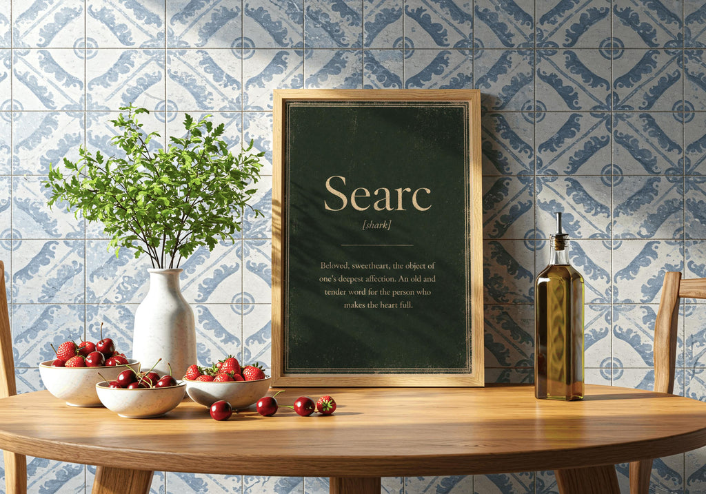 Searc Irish definition print – portrait wooden frame lifestyle mockup