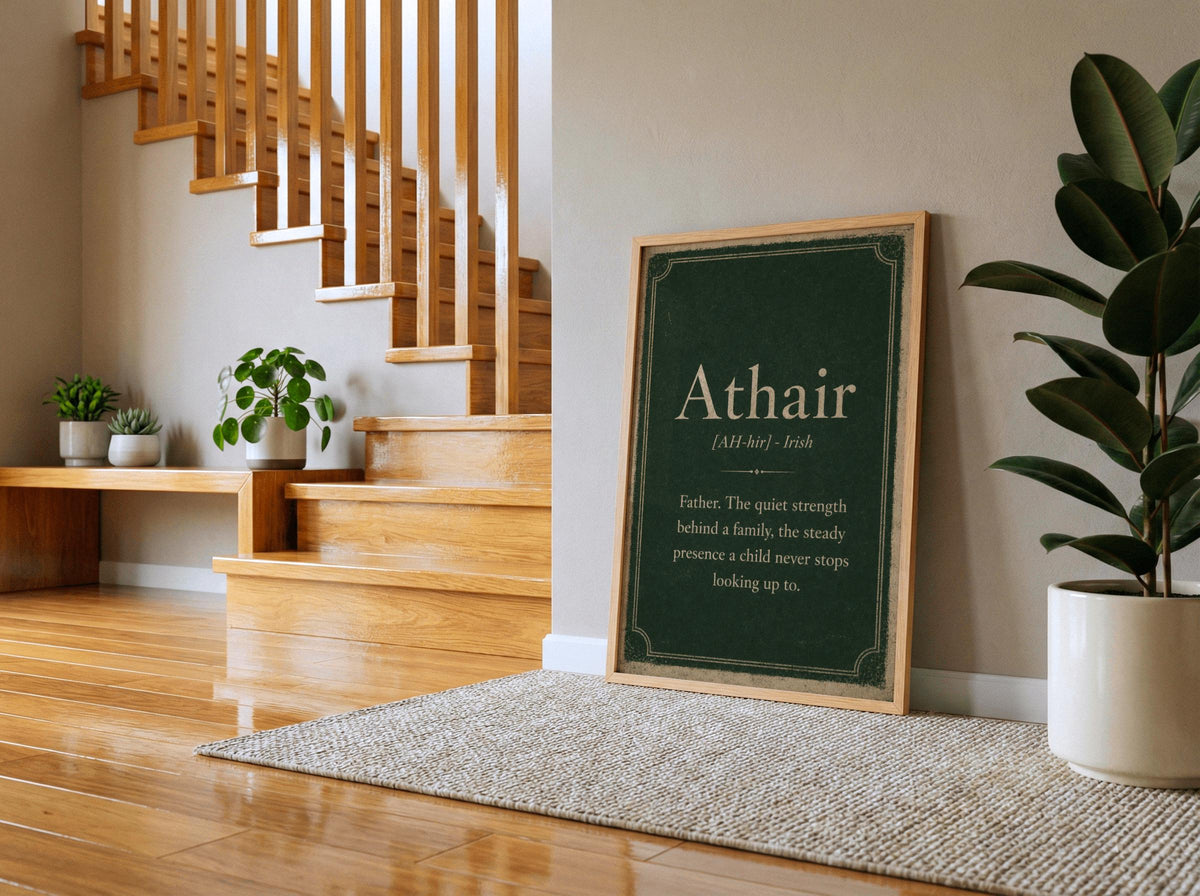 Athair Irish definition print – framed print on the wall