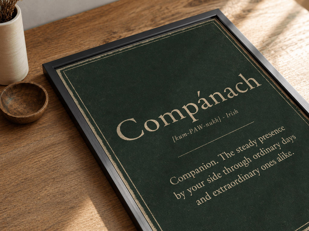 Compánach Irish definition print – framed print on the wall
