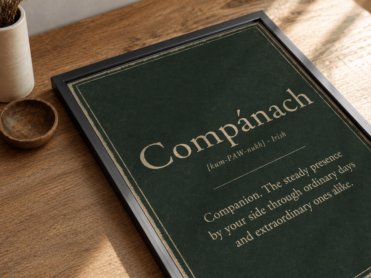 Compánach Irish definition print – framed print on the wall