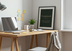Compánach Irish definition print – wooden frame in a home office