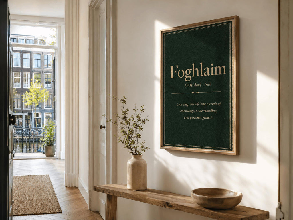 Foghlaim Irish definition print – wooden frame mockup
