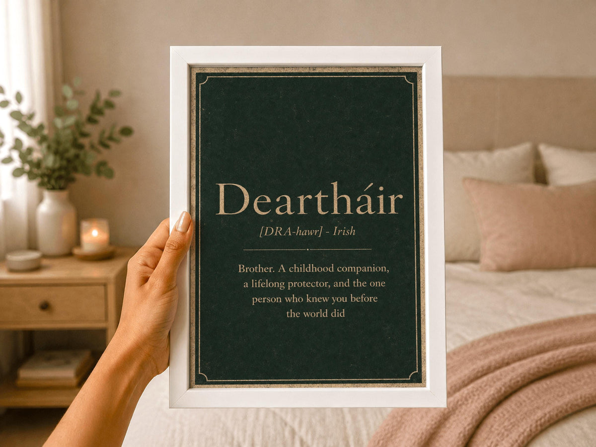 Deartháir Irish definition print – framed wall mockup