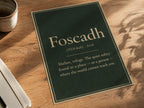 Foscadh Irish definition print – framed print on the wall