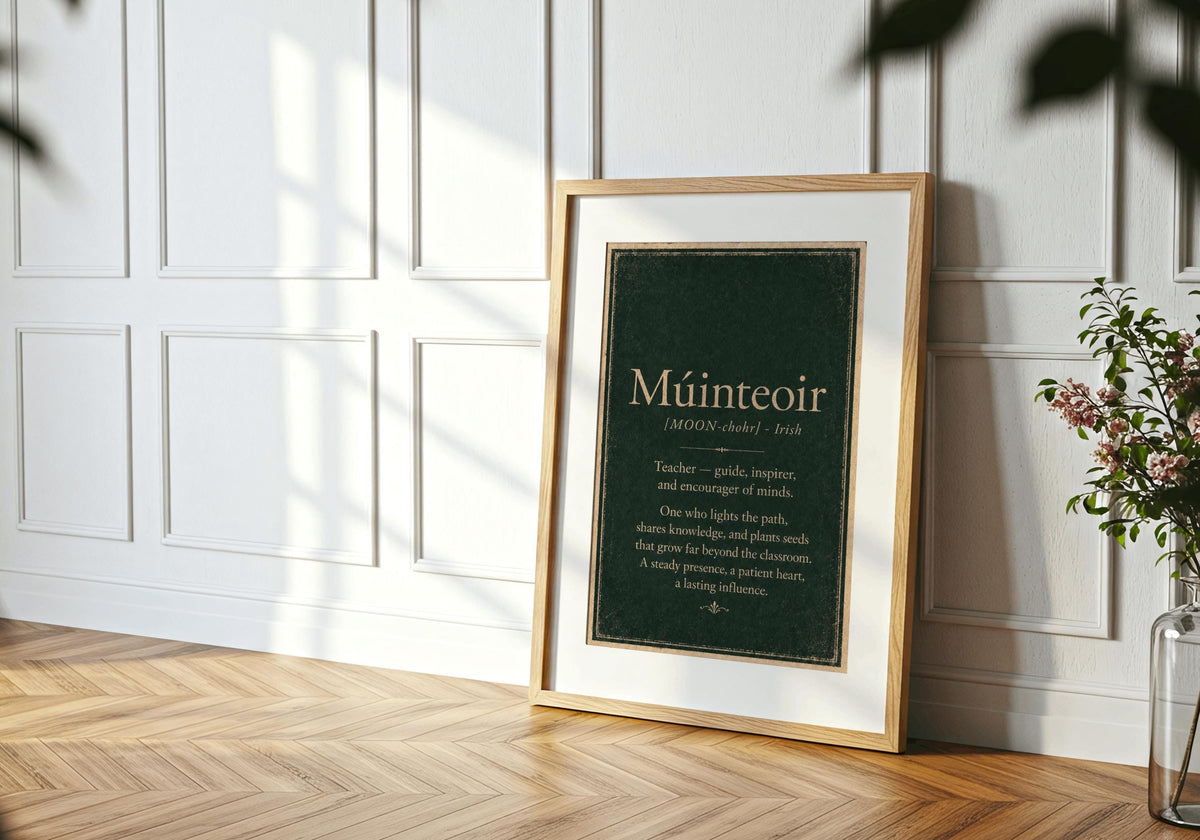 Múinteoir Irish definition print – framed print on the wall