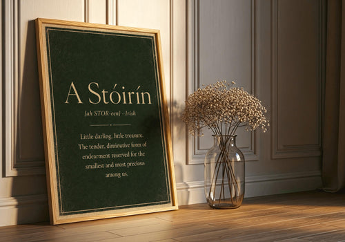 A Stóirín Irish definition print – framed print on the wall