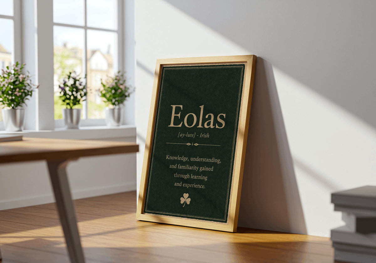 Eolas Irish definition print – landscape framed wall mockup