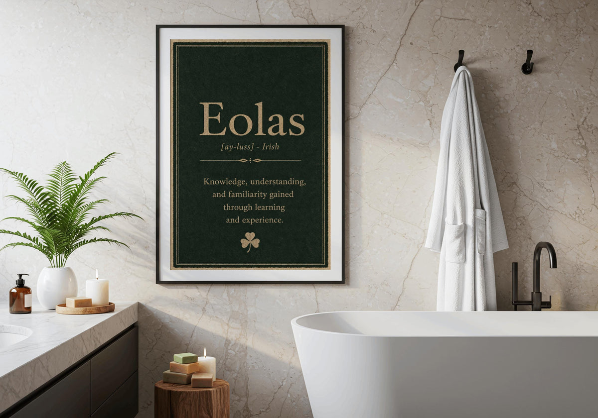 Eolas Irish definition print – framed wall mockup